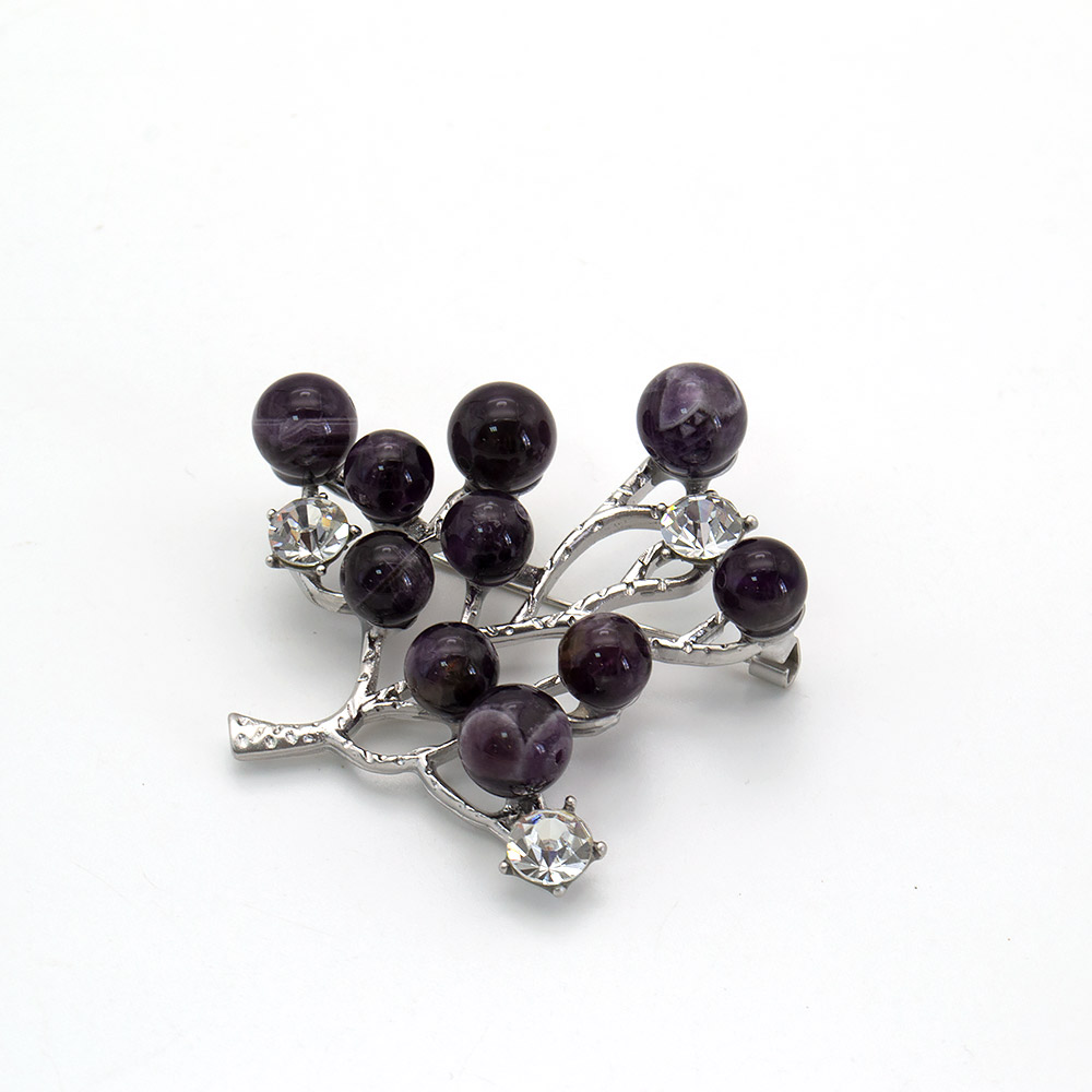 Фото товара брошь "дерево" аметист