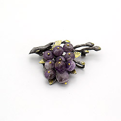 Брошь - подвеска "Ветка с почками" аметист