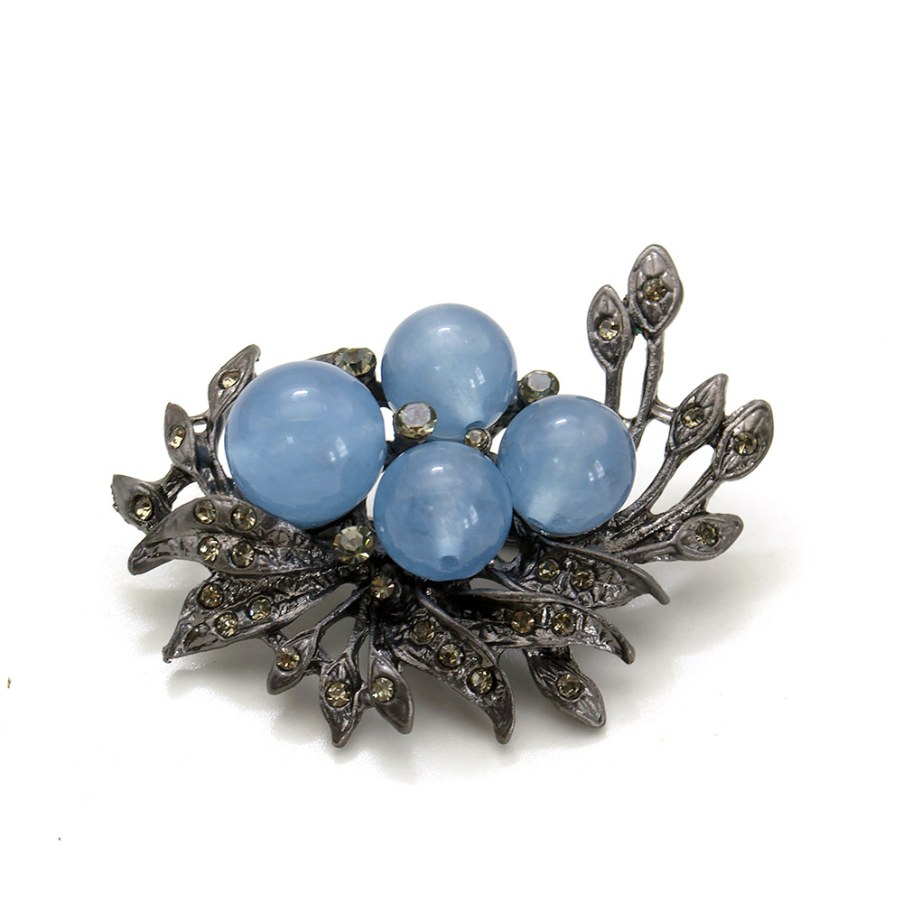 Фото товара брошь "куст" агат голубой а0177