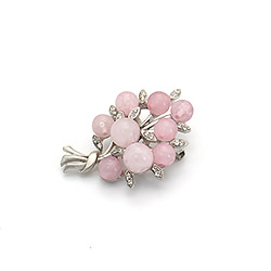 Брошь "Букет 9 шариков" розовый кварц