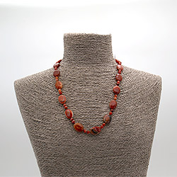 Бусы из сердолика бело-рыжего таблетка