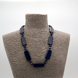 Бусы из агата тонированного синего прямоугольник 40*17 мм