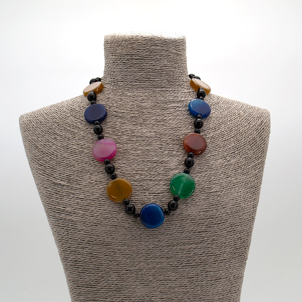 Фото товара бусы из агата цветного таблетка круглая 25 мм