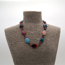 Бусы из агата тонированного кракле цветного таблетка овальная 25*18 мм