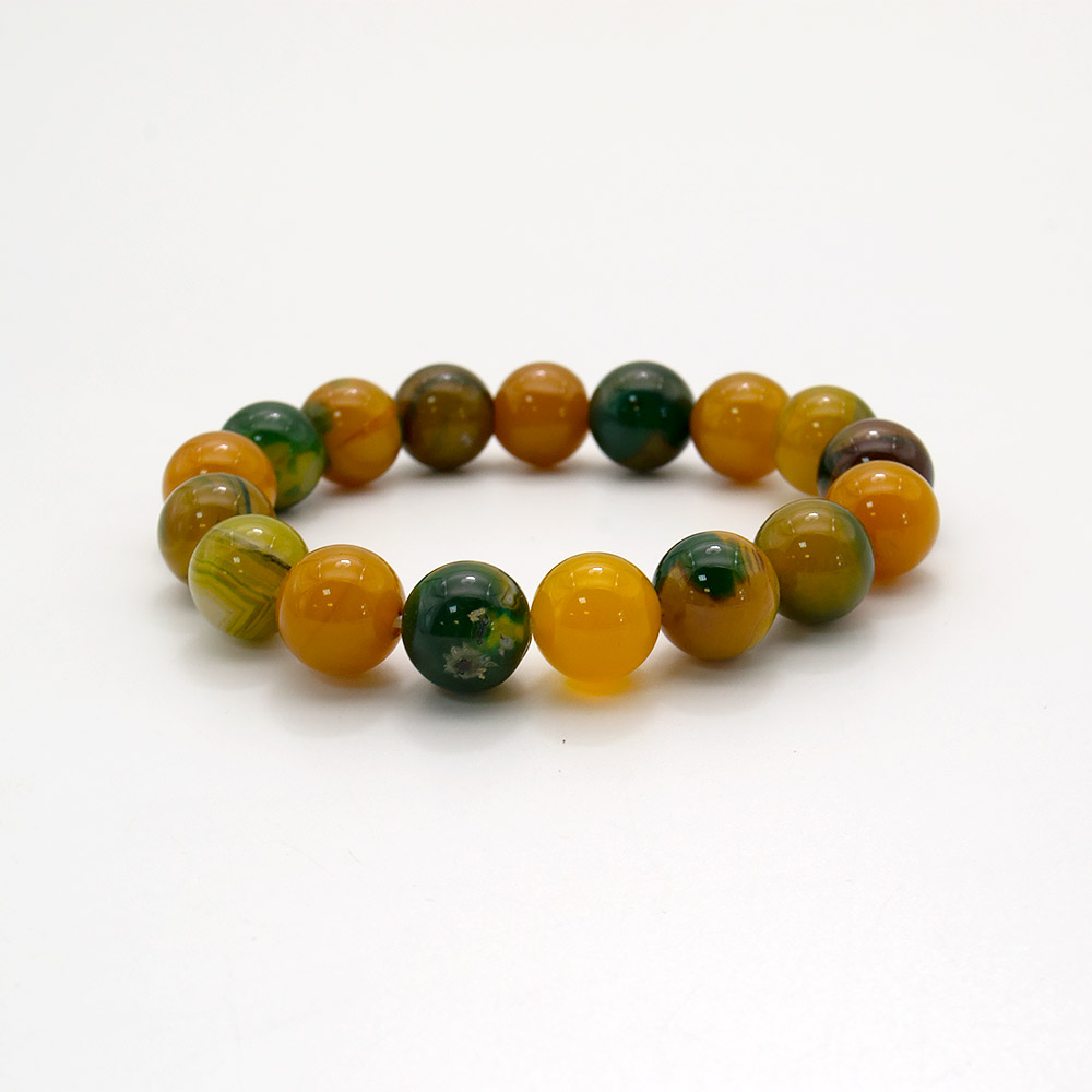 Браслет из агата желто-зеленого 12 мм