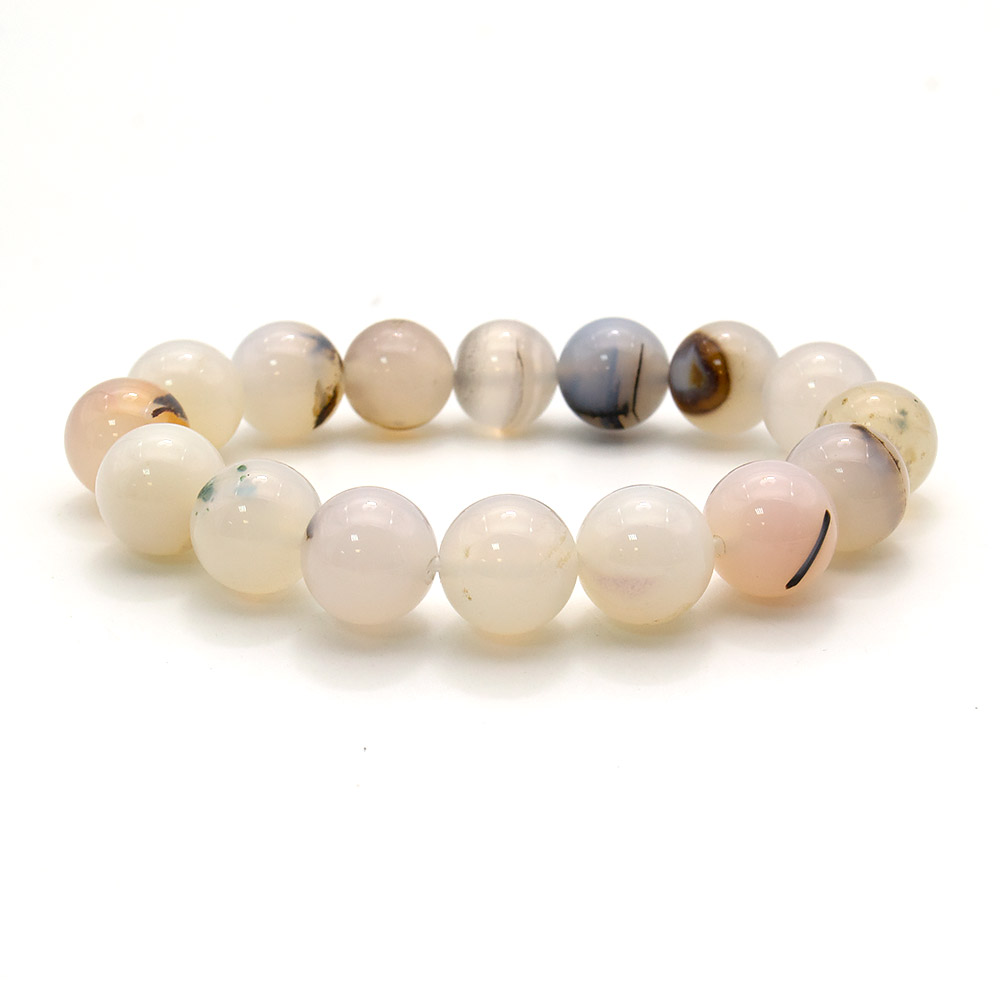 Браслет из агата мохового серого 12 мм