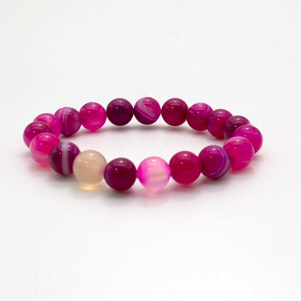 Фото товара браслет из агата цвет фуксия шар 10 мм