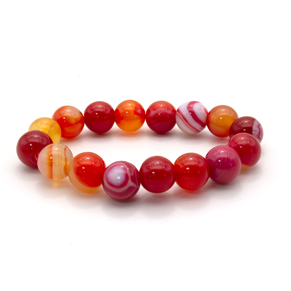 Браслет из агата красно-розового 12 мм