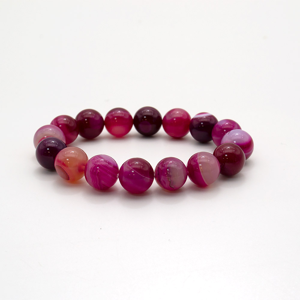 Фото товара браслет из агата цвет фуксия 12 мм