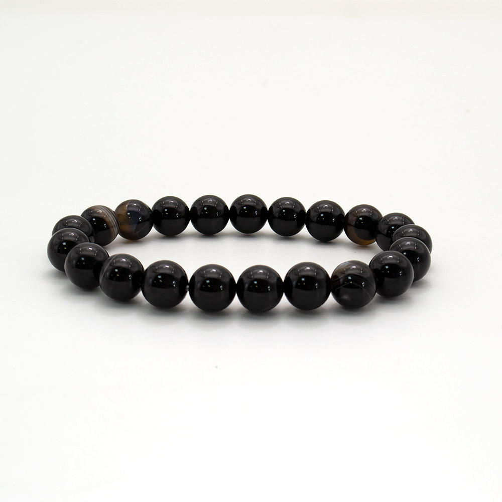 Браслет из агата черного шар