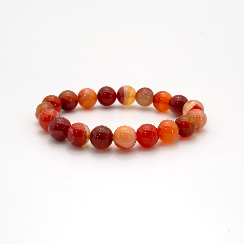 Браслет из агата рыже-розового 10 мм