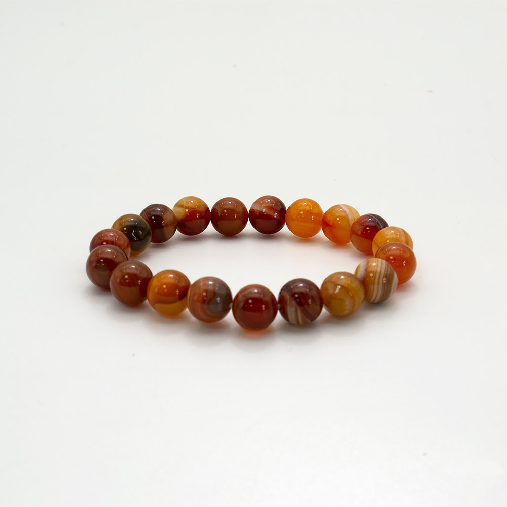 Фото товара браслет из агата цвет сердолик с зеленым 10 мм