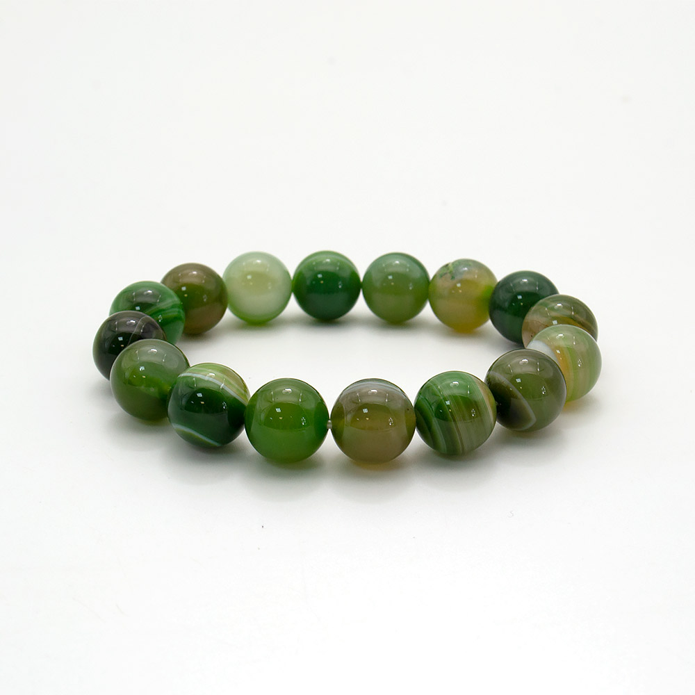 Браслет из агата серо-зеленого 12 мм