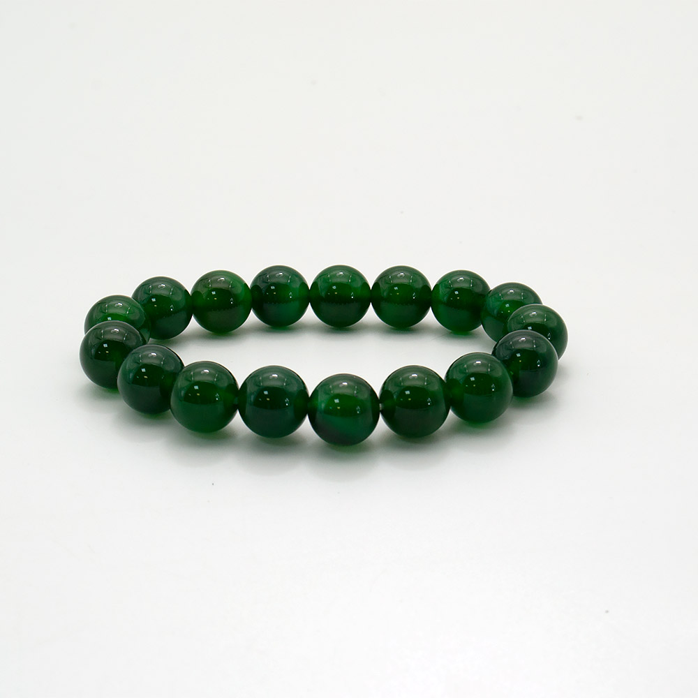 Фото товара браслет из агата цвет темный хризопраз шар 12 мм