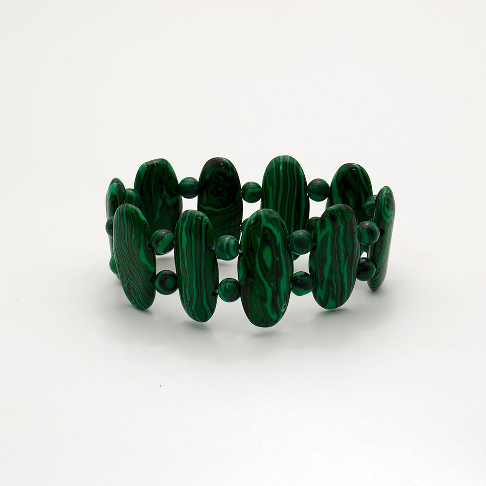 Браслет из малахита имитации овал через шарик