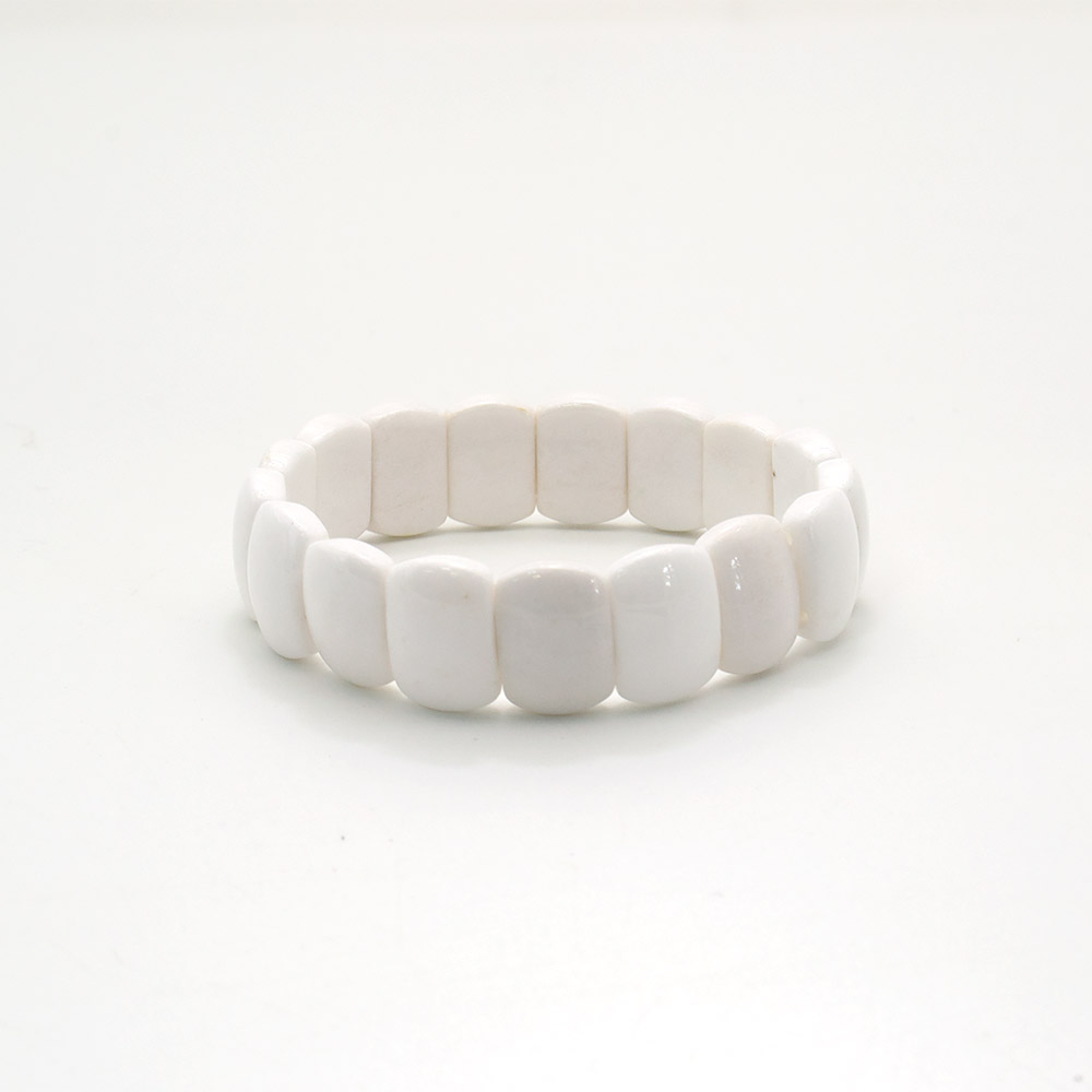 Браслет из кахолонга белого прямоугольник 15*10 мм