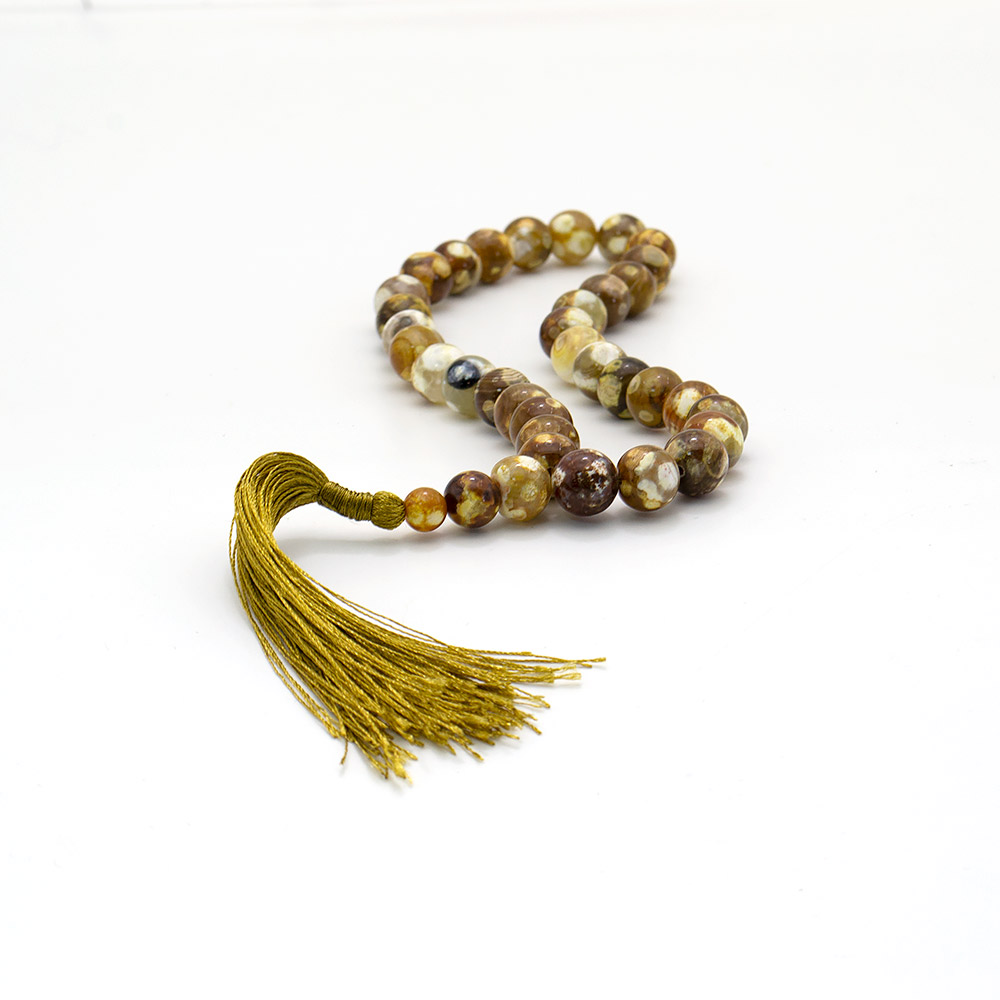 Фото товара четки из агата черепахового 12 мм 33 бусины