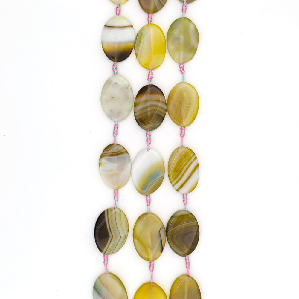 Фото товара агат таблетка цвет бледно-желтый овальная витая 37*26 мм