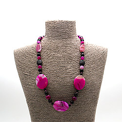 Бусы из агата цвет фуксия светлая таблетка овальная