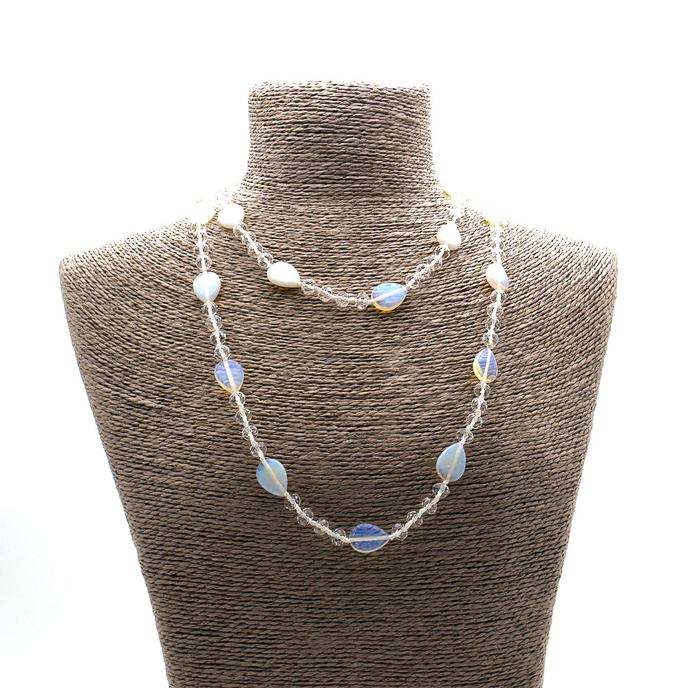 Фото товара бусы из лунного камня имитации с цирконом капля 