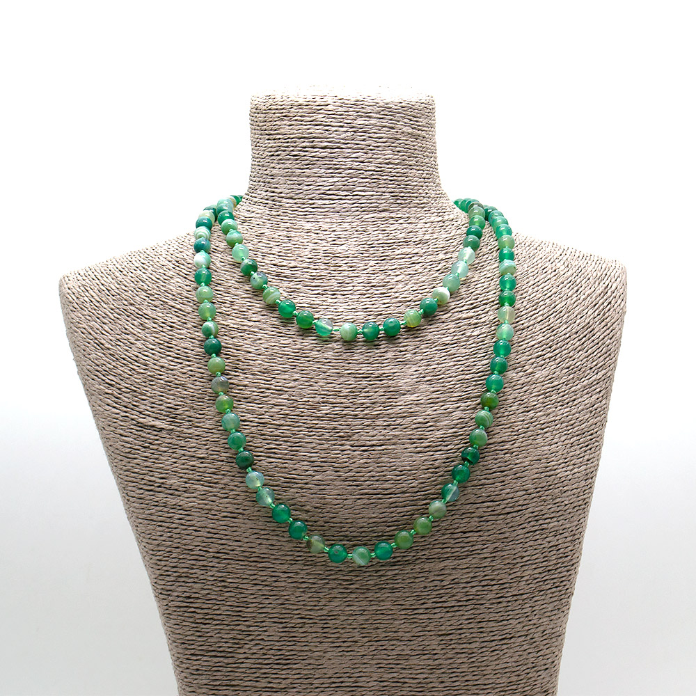 Фото товара бусы из агата тонированного зеленого шар 