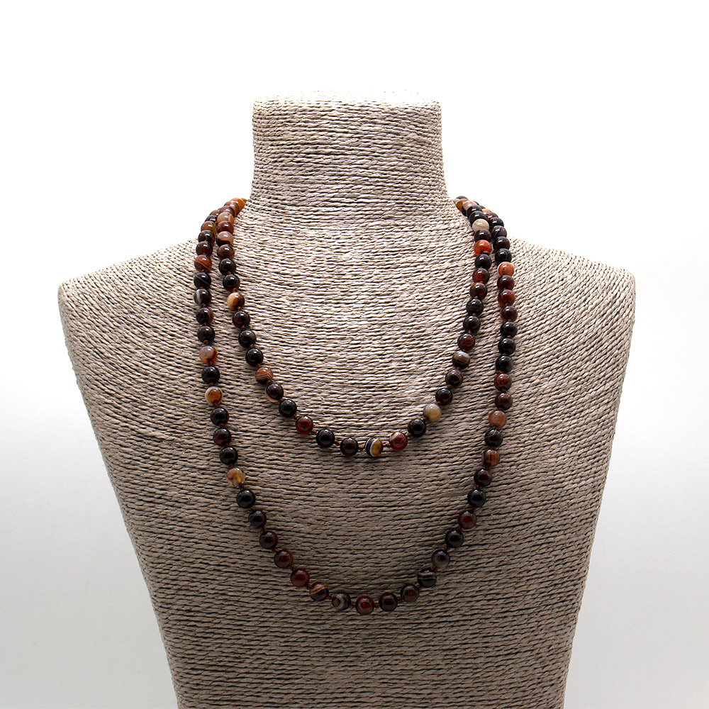 Фото товара бусы из агата цвет темный сердолик шар 