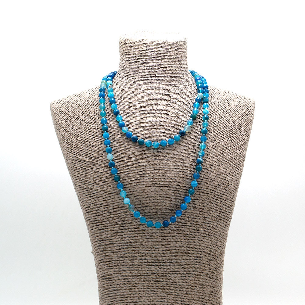 Фото товара бусы из агата тонированного голубого шар 