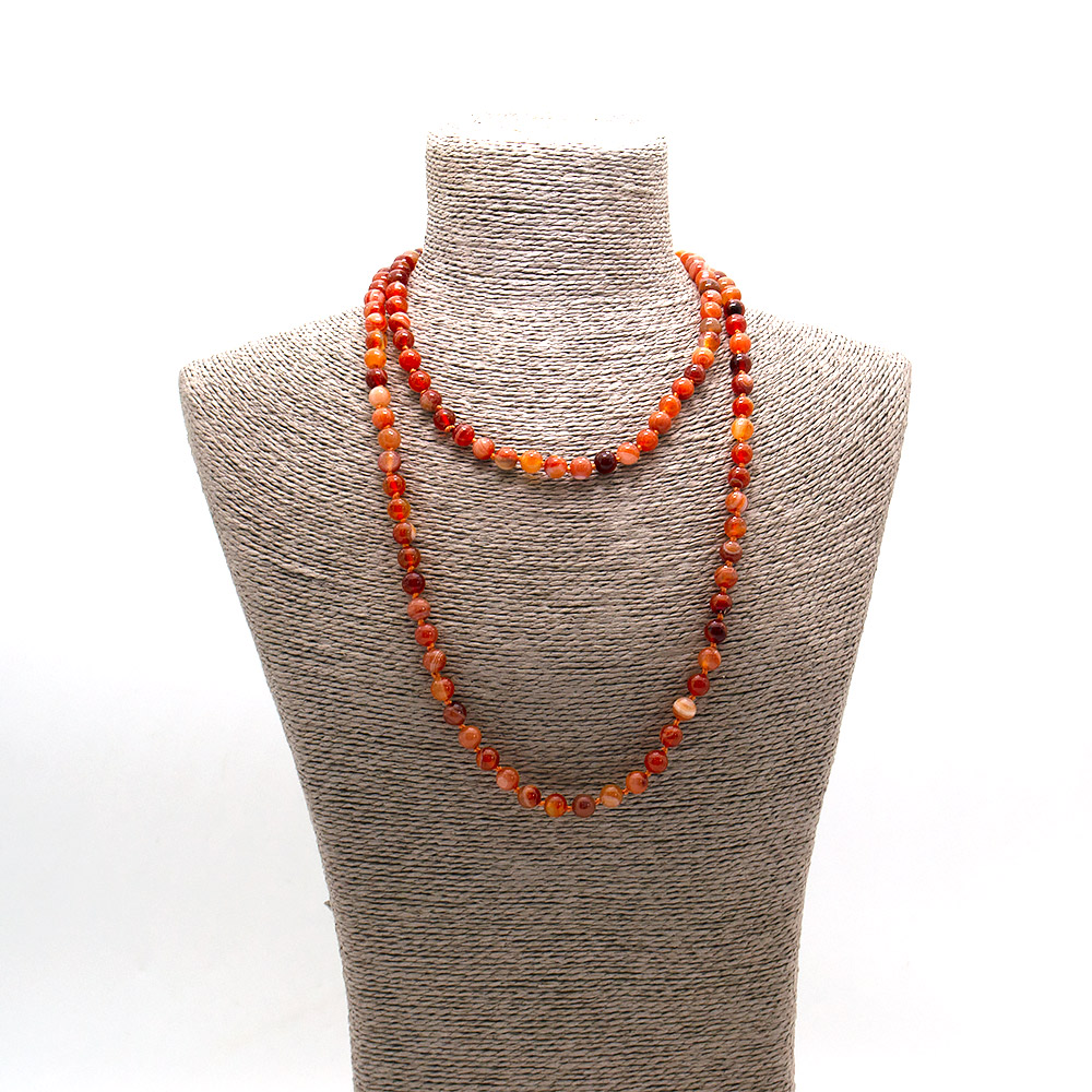 Фото товара бусы из агата цвет сердолик шар 