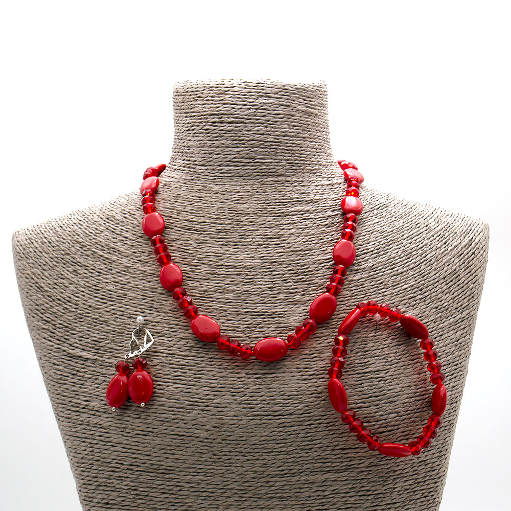 Фото товара бусы,браслет из коралла имитации с цирконом