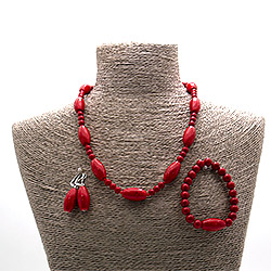 Фото товара бусы,браслет,серьги из коралла имитации бочата