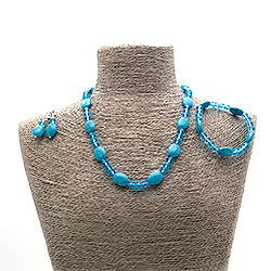 Бусы,браслет из бирюзы имитации с цирконом овал