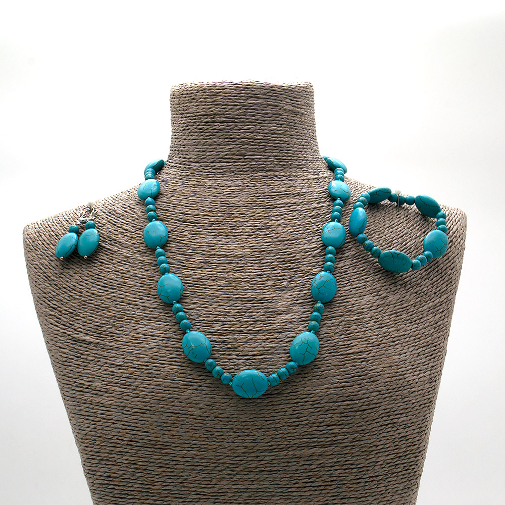 Фото товара бусы,браслет,серьги из говлита тонированного таблетка