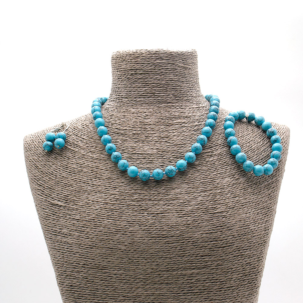 Фото товара бусы,браслет из бирюзы имитации шар