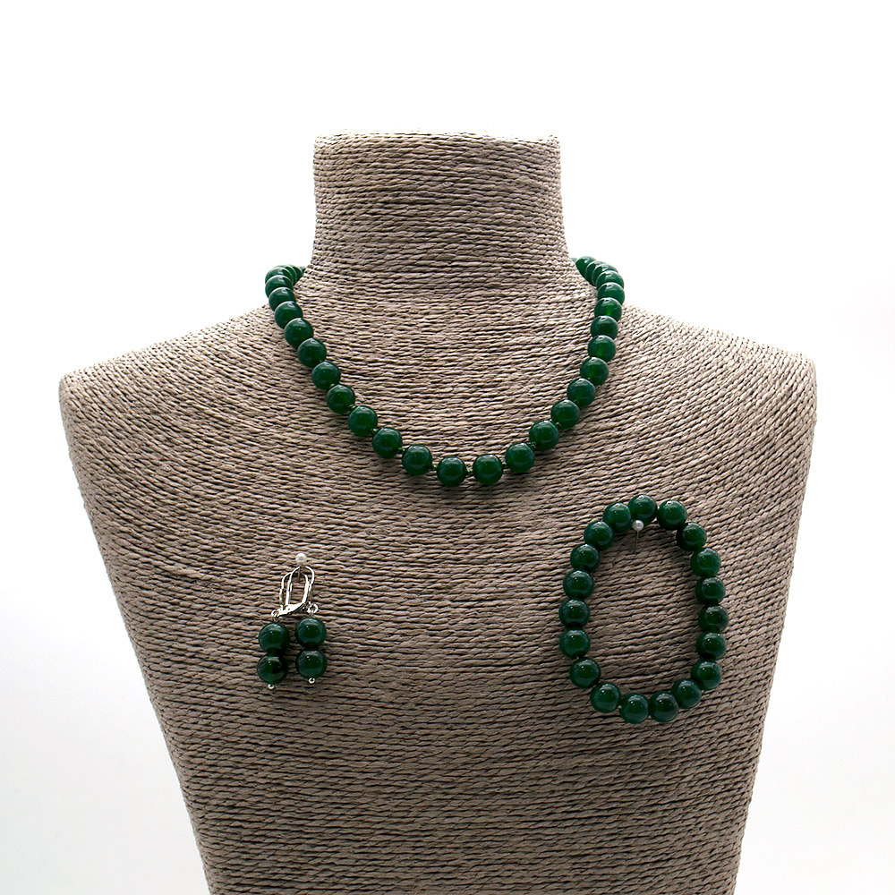 Фото товара бусы,браслет,серьги из агата цвет хризопраз шар