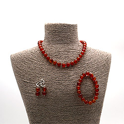 Бусы,браслет,серьги из сердолика рыжего шар