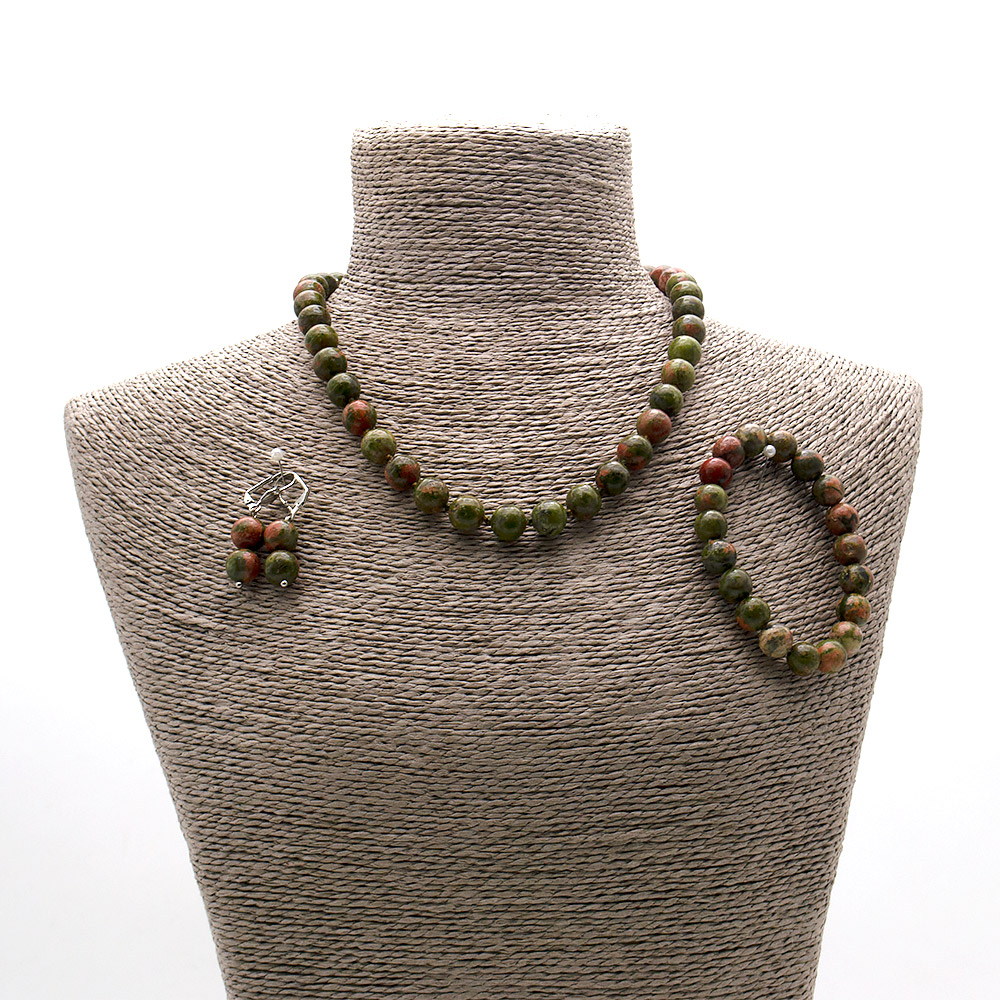 Фото товара бусы,браслет,серьги из яшмы унакит шар