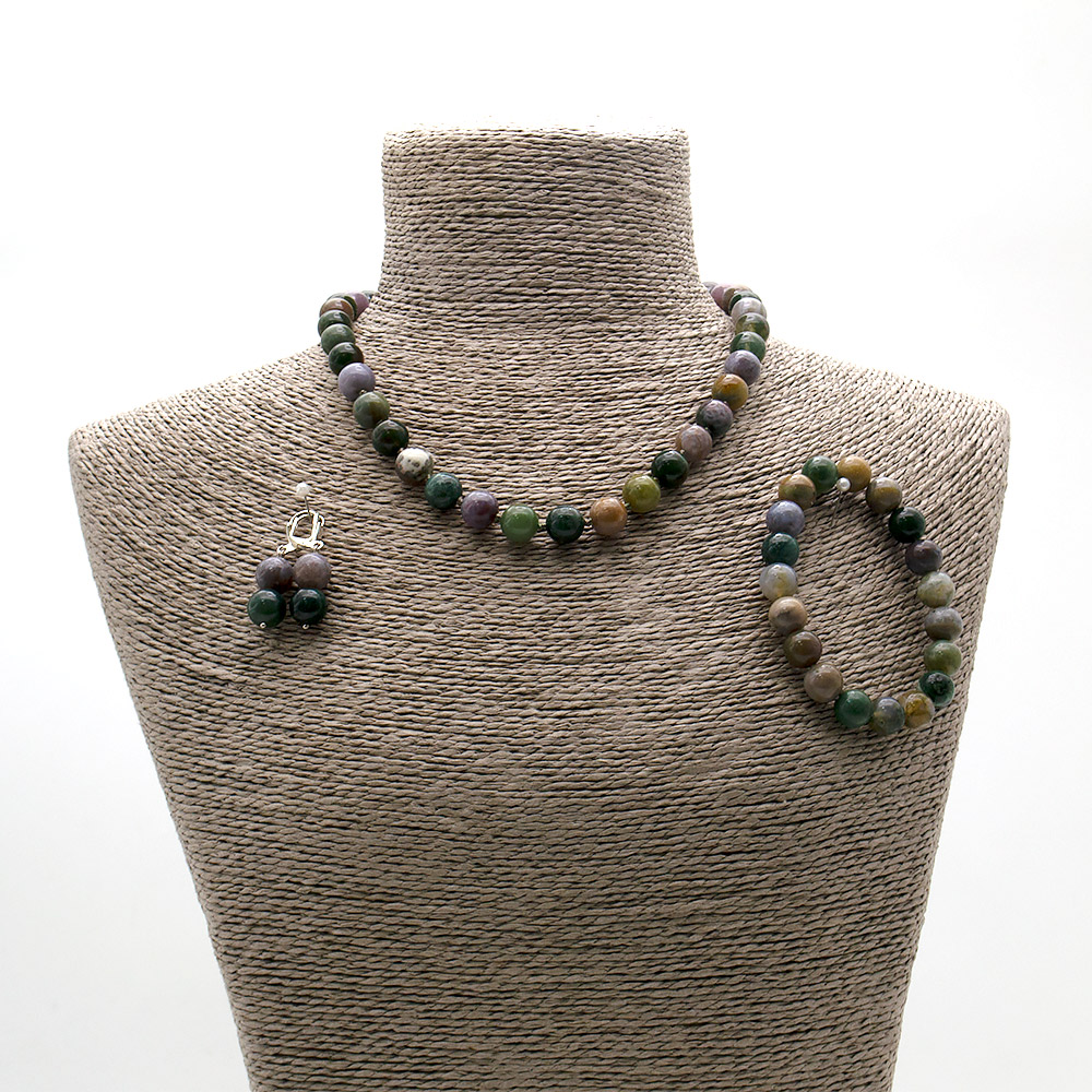 Фото товара бусы,браслет,серьги из яшмы зеленой шар