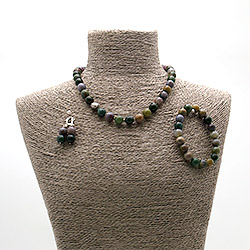 Бусы,браслет,серьги из яшмы зеленой шар