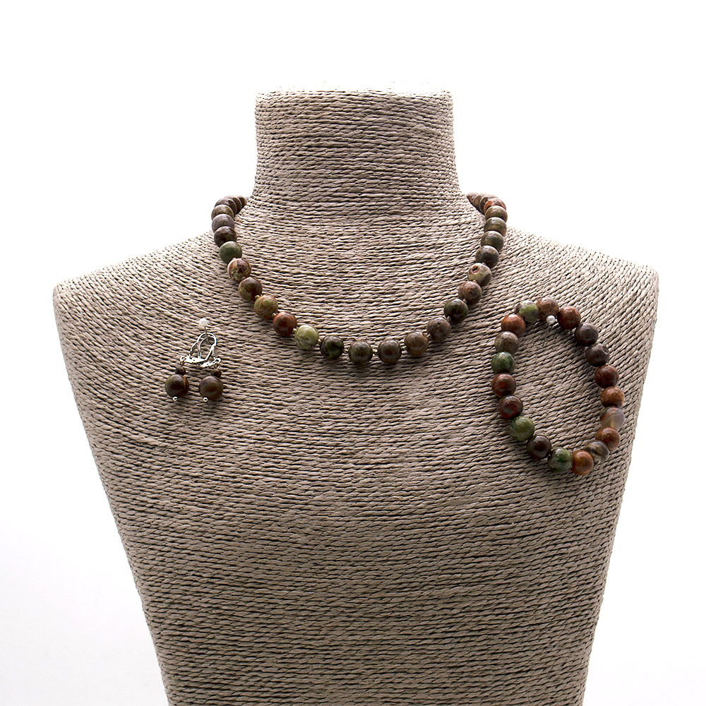 Фото товара бусы,браслет,серьги из яшмы пейзажной шар