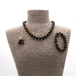 Бусы,браслет,серьги из тигрового,бычьего,соколиного глаза шар