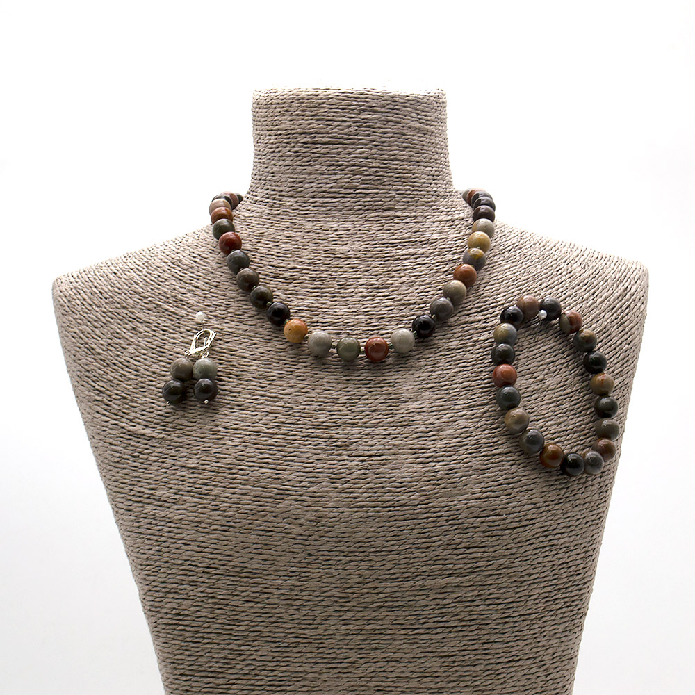 Фото товара бусы,браслет,серьги из яшмы уральской шар