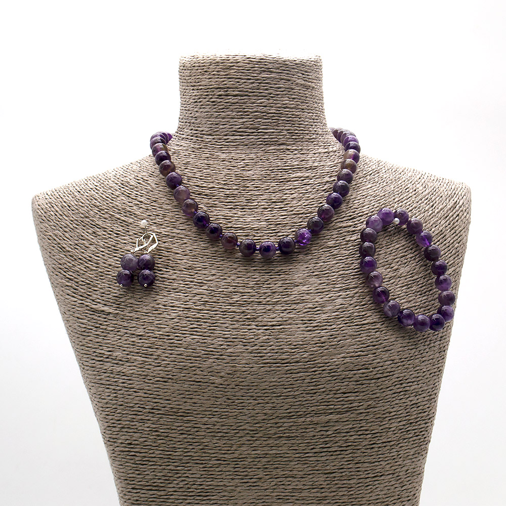 Фото товара бусы,браслет,серьги из аметиста шар