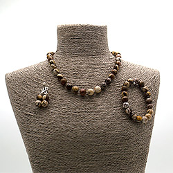 Бусы,браслет,серьги из яшмы зебровой шар