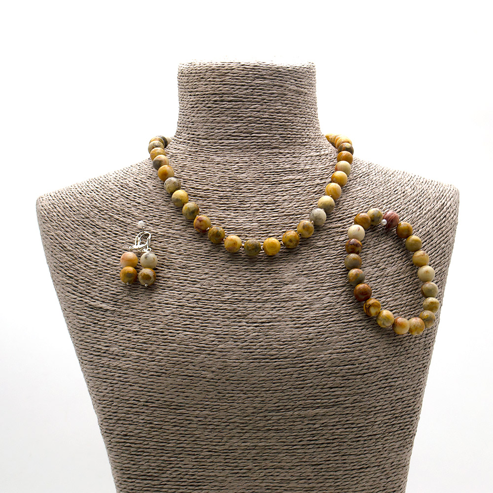 Фото товара бусы,браслет,серьги из яшмы желтой шар