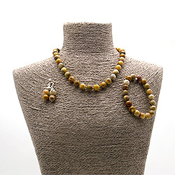 Бусы,браслет,серьги из яшмы желтой шар