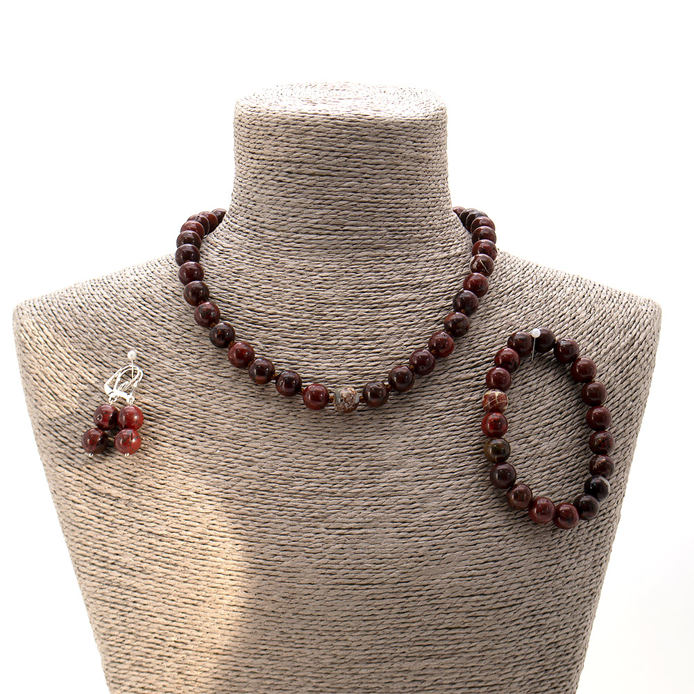 Фото товара бусы,браслет,серьги из яшмы красной шар