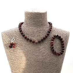 Бусы,браслет,серьги из яшмы красной шар