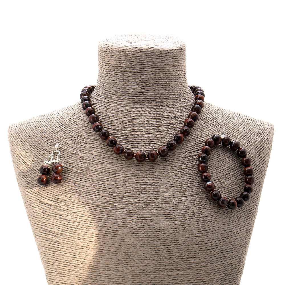 Фото товара бусы,браслет,серьги из бычьего глаза шар