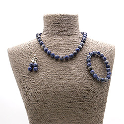 Бусы,браслет,серьги из содалита шар