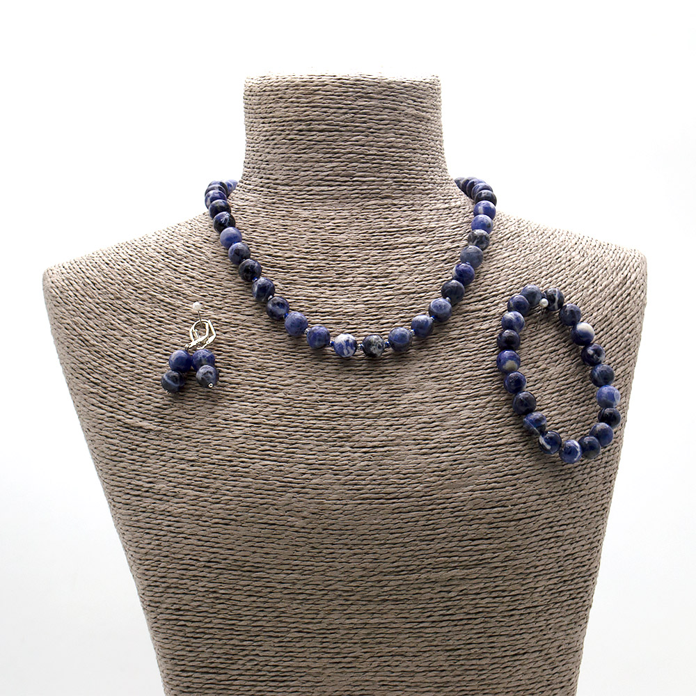 Фото товара бусы,браслет,серьги из содалита темного шар